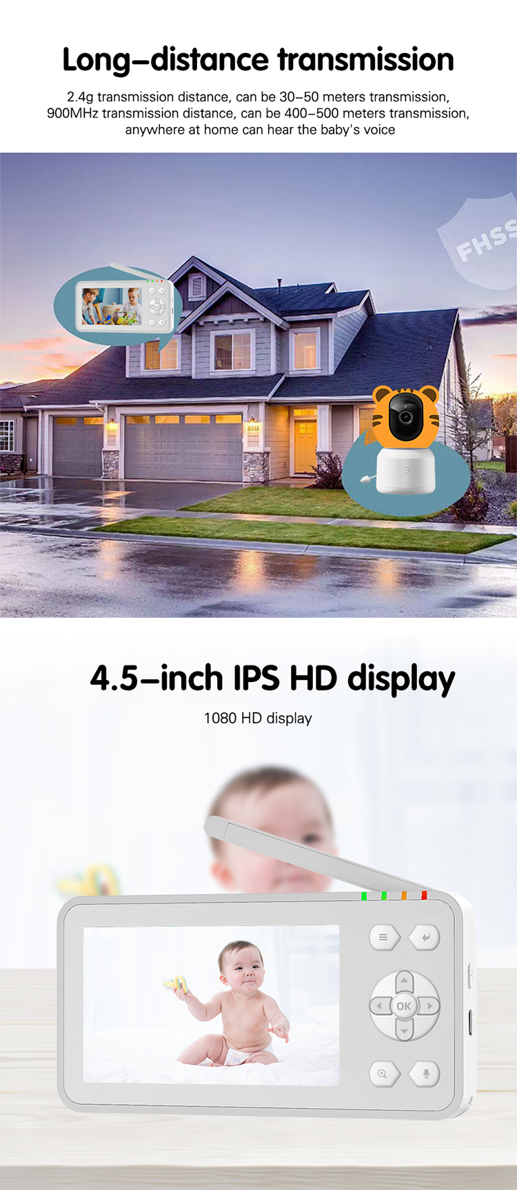 Smart Baby Pet Surveillance Camera Monitor with Two Way Communication Infrared Night Vision Remote Monitoring Through Tuya App