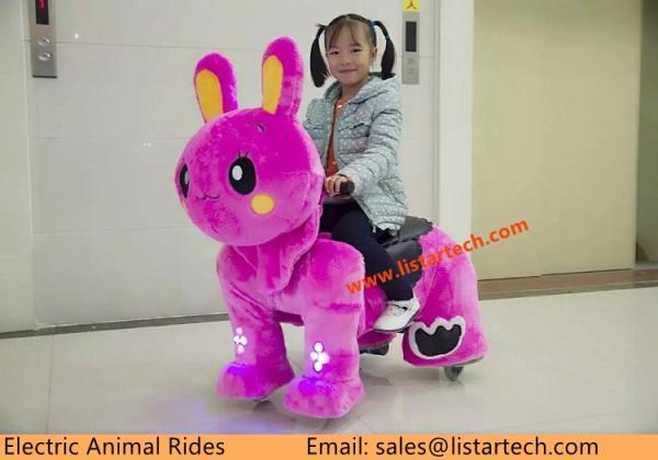 Animal Rider Kiddie Plush Ride, Children Amusement Machine Operated by Battery Wheels