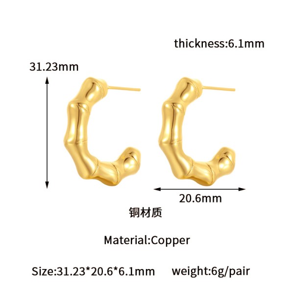 Popular Geometry U-shaped 18K Gold Earrings Water Drop Studs Irregular Hollow Women Earring Wholesale