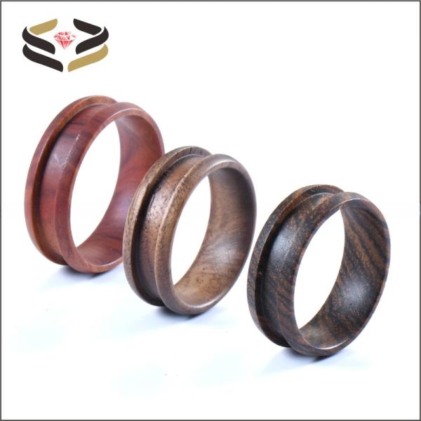 Anillos de madera maciza de tipo religioso de 6 mm y 8 mm para incrustaciones