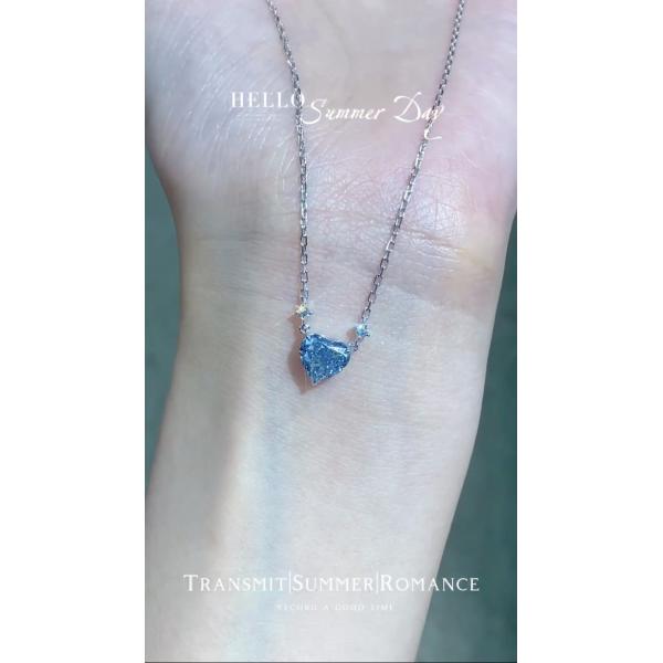 Блю Лаб создал бриллиантовый подвесный ожерелье 1.51ct Heart Cut GRC Certified