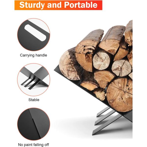 Камин Древесина Хранилищная рама Крепление Черное Покрытие Силы Внутренний Хранитель бревна для наружного использования