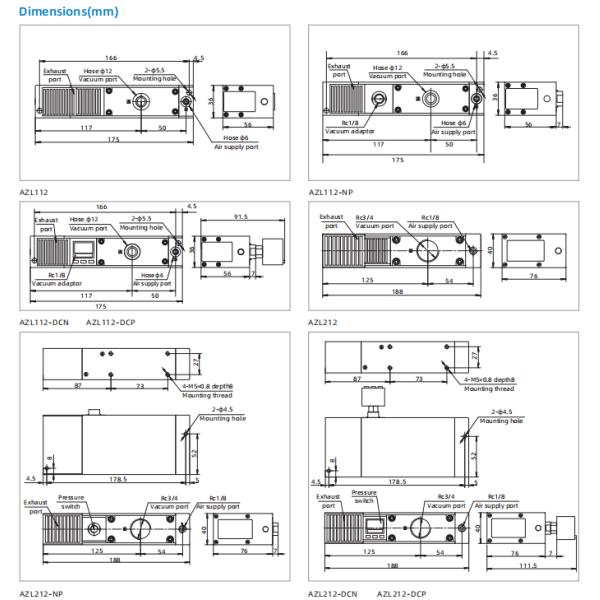 Generador de vacío de múltiples etapas de la serie AZL
