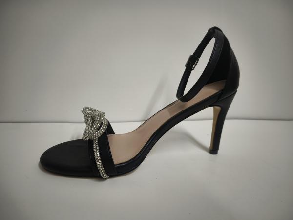 US5-10 Leather Upper Stiletto Heeled Sandals Black White Red Blue
