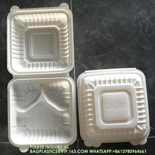Wholesale 8 Inch Degradable Snap Button Clamshell Lunch Wrapper Bento Box Disposable Food Take Away Packaging