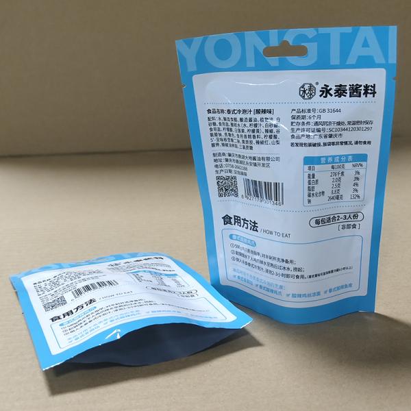 Custom Printed Sauce Packaging Bags with Zipper and Window