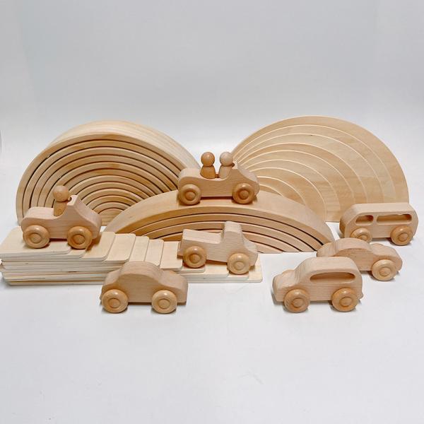 L'arc-en-ciel 35.5cm a coloré le grand bébé en bois de blocs constitutifs