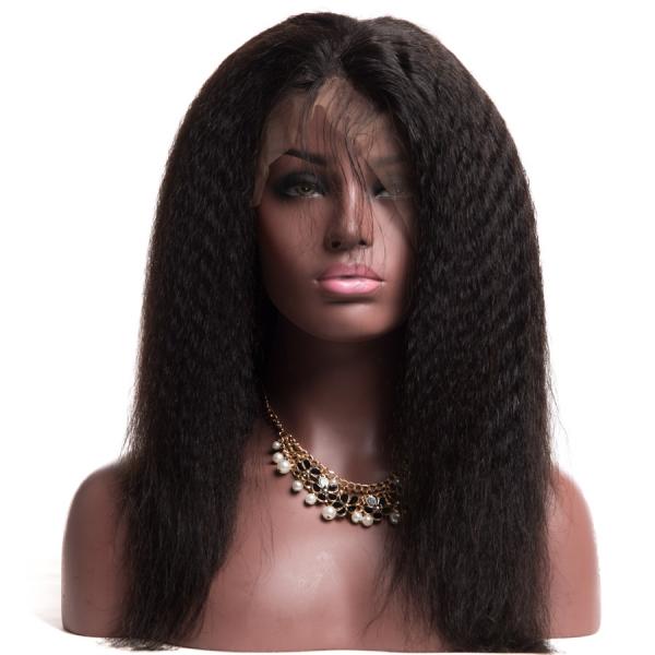 Текстура Яки прямого бразильянина человеческих волос шнурка объемной волны 360 прифронтового Кинкы прямая