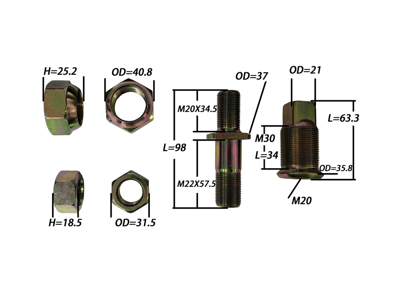ORIGIN PARDS Wheel Bolt Kit 1423311102 for FSR FVR CXZ CYZ LV234 LV434 Isuzu Truck and Bus Rear Right Wheel Include 4 Parts
