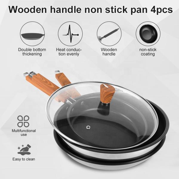 Hot Sale 4 Piece Kitchen Non Stick Cooking Pan Set Stainless Steel Pot Cooking Cookware Set