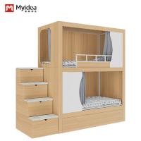 Personalización Multifunción Single Capsule Pod Twin Loft Escuela Dormitorio Cama con escaleras Escritorio Y Deslizamiento Debajo