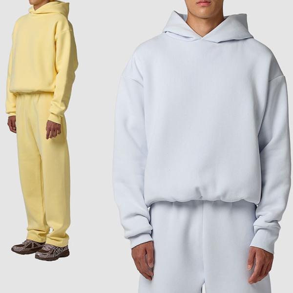 Survêtement en molleton français à capuche grande taille et respectueux de l'environnement pour hommes, personnalisable, streetwear