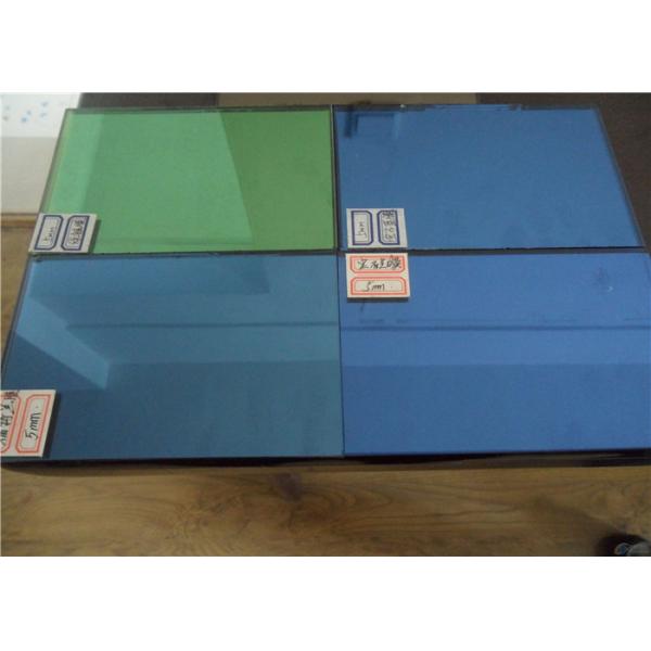 Flat Shape Dark Blue Reflective Glass , Reflective Tempered Glass Sample Available