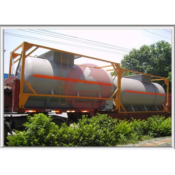 20FT Chemical Tank Trailer ,  Pneumatic Valve Chemical Transport Tanks Plastic Coating