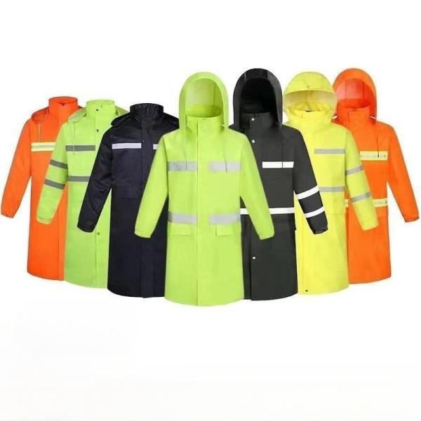 Safety High Visibility Raincoat One Piece PU Coating Reflective Rain Wear