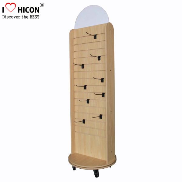 Retail Store Display Wood Slatwall Display Stands / Racks With Hook Free Standing
