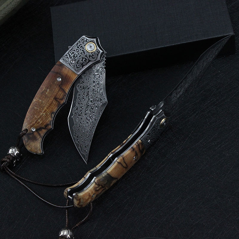 GT0167 Immediately Ship Damascus Outdoor Tactical Knife Camping Knife Tunafire