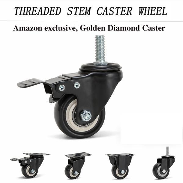 40/50/80 Mm Furniture Caster Threaded Stem Caster Wheel  Pvc  Small Chair Casters 1/1.5/2 Inch  Office Bookshelf Bed Carbinet