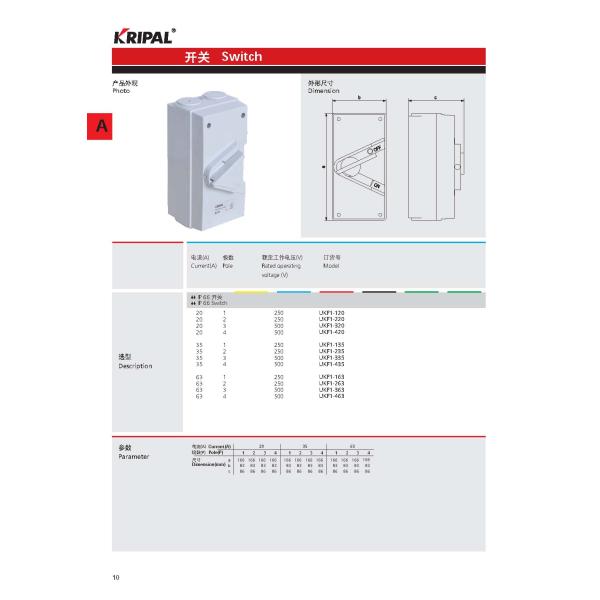20A IP66 Single-phase Industrial Isolator Switch Outdoor Dustproof