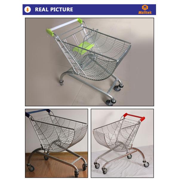Fan Shaped V Type Foot Metal Shopping Trolley Cart For Supermarket