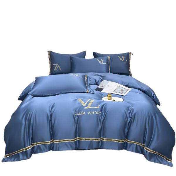 Роскошная вышивка Умытый хлопчатобумажный шелк 4 шт королевский размер постельное белье для элегантного домашнего декора