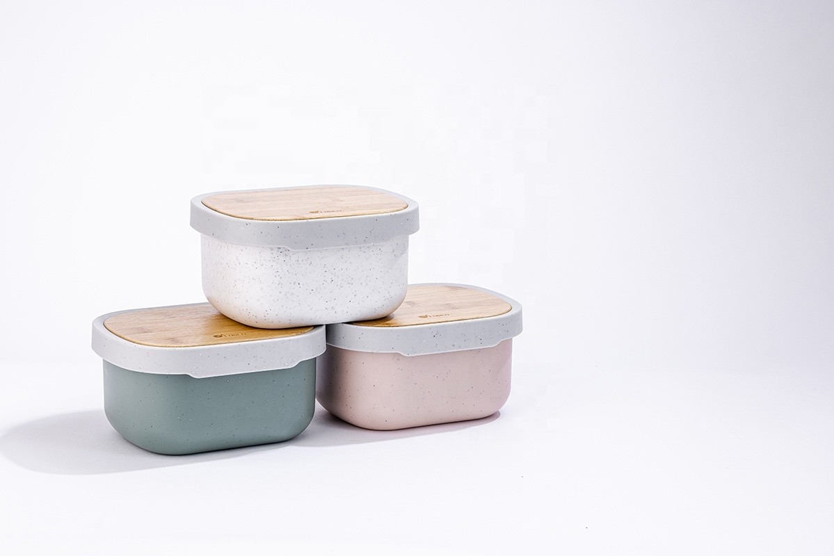 Microwavable 2 in 1  Food Grade Square Salad Bowl with Inner Tray and Sauce Jar