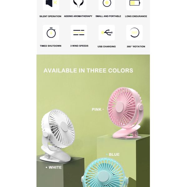 Custom Clip On Aroma Desktop Fan Adjustable Angle Quiet Operation For Home And Office