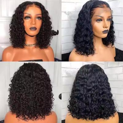 Deep Water Wave 13x4 Lace Frontal Wig Brazilian Curly Short Bob Human Hair Wigs
