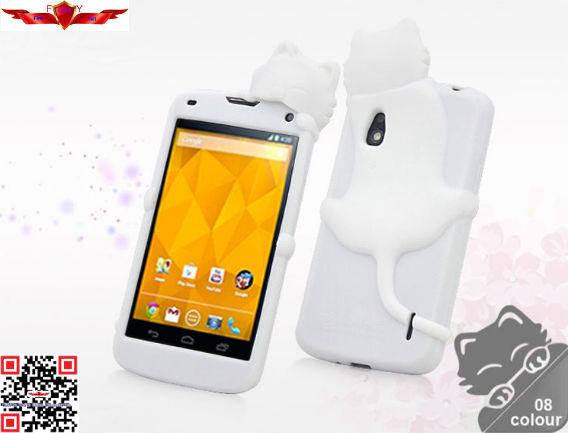 Fashion Design Colorful Cartoon Silicone Cover Case For LG Nexus 4 E960 High Quality