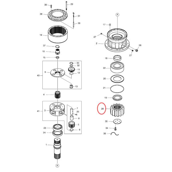 Шестерня шестерни вала запасных частей DX300LC OEM 404 00092A Doosan Шестерня шестерни вала запасных частей DX300LC OEM 404 00092A Doosan