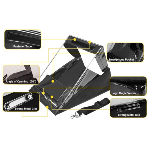 PVC plástico negro de exterior impermeable portafolios resistente al desgaste