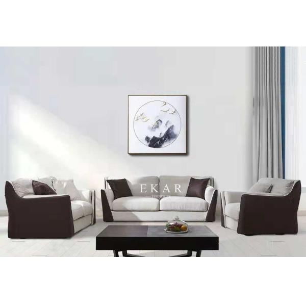 Leather and Fabric 6 Seater Modern Living Room Sofa Set AW-ES17-1733