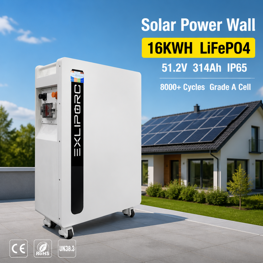 EXLIPORC 16.07kWh IP65 Waterproof Outdoor Battery with 314Ah High-Density LiFePO4 Technology