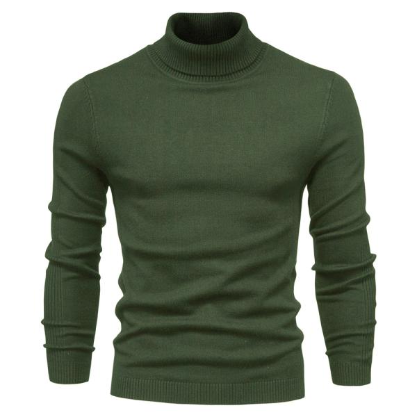 Solid Color Viscose/Cotton Pullover Sweater Slim Fit Turtleneck for Men's Casual Wear