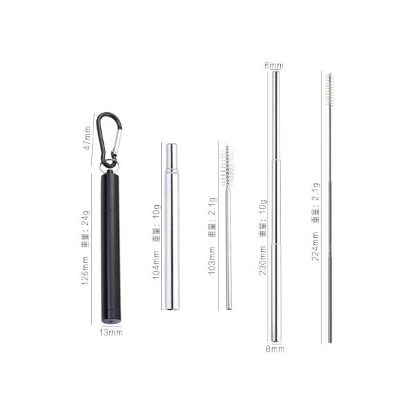 Durable Kitchen Household Items Telescopic Stainless Steel Straws Three Section
