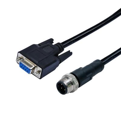 M12 homem A que codifica o conector impermeável do molde reto ao cabo D-secundário do conector de pinos da fêmea 9