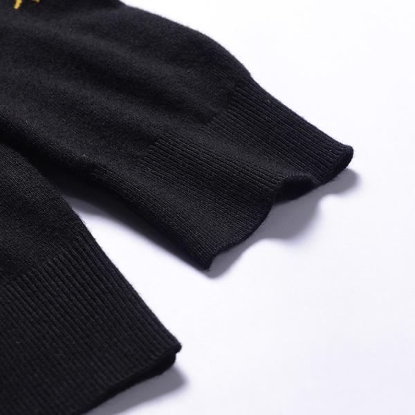 Black Knitted Mens Crew Neck Jumper , Men Pullover Sweater OEM Service