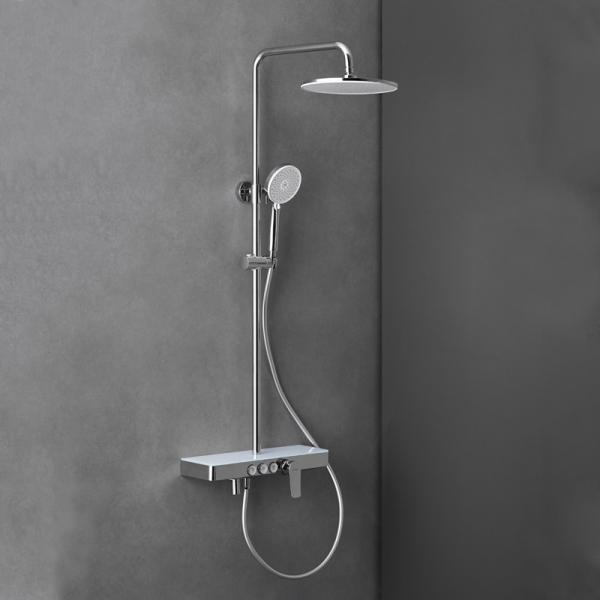 Brass Wall Mounted Rainfall Shower Head System Polished Chrome