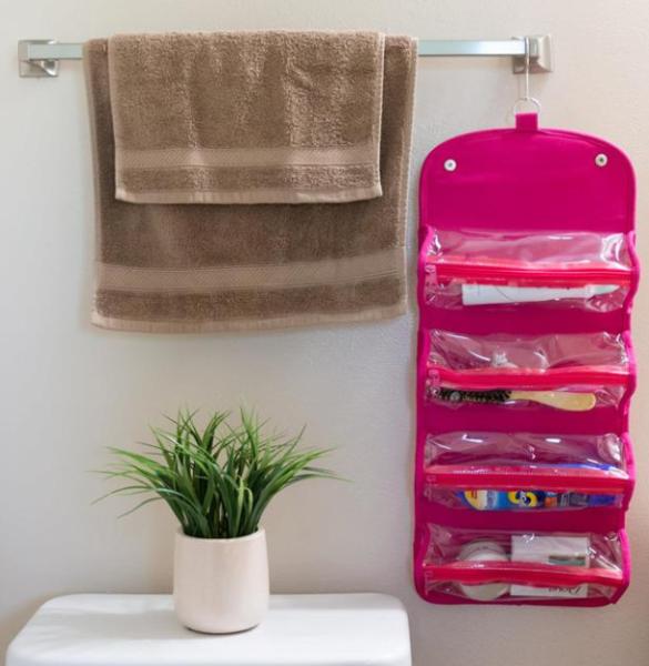 canvas roll up cosmetic travel cosmetic holder roomy interior holderCanvas Roll Up Cosmetic Accessory Organizer