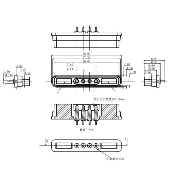 4 Pin Magnetic Connectors Male And Female Magnetic Pogo Pin Connector