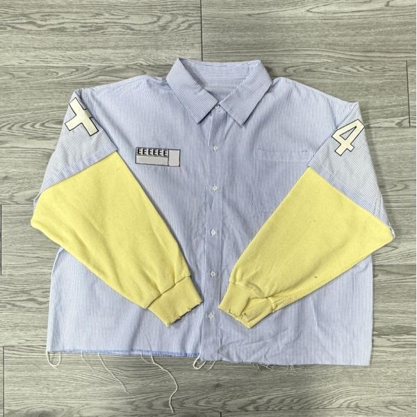 Custom Cropped Streetwear Striped Waffler Polyester Double Layer Camisas De Hombre Heavyweight Embroidered Printed T Shirt
