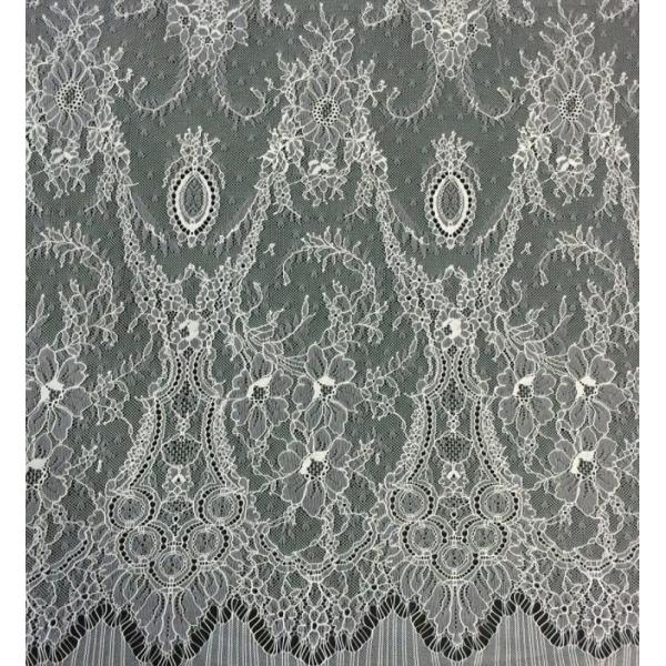 Antique Decorative Eyelash Lace Trim Fabric With Scallop , Floral Lace Trim