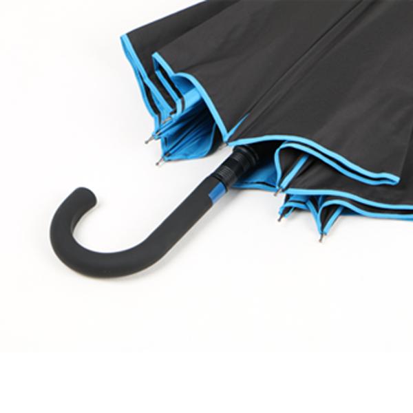 Blue And Black Walking Stick Umbrella , Portable Double Layer Golf Umbrella