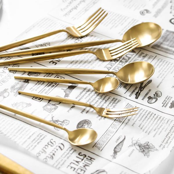 NC099 Matte Gold Stainless Steel Flatware Hotel Tableware Dinnerware le posate Brushing