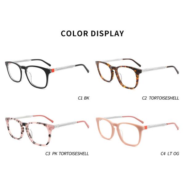 Vintage Metal Core Acetate Frame Glasses Unisex Clear Len Optical Eyewear