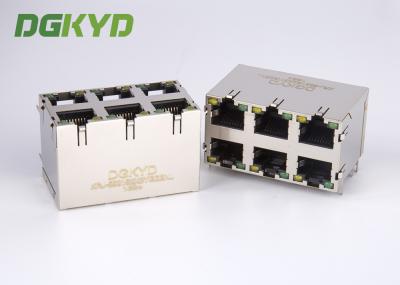 O poder de KRJ -5921S2X3YGZENL sobre o metal do conector dos ethernet Rj45 protegeu o diodo emissor de luz da pilha 2X3 G/Y