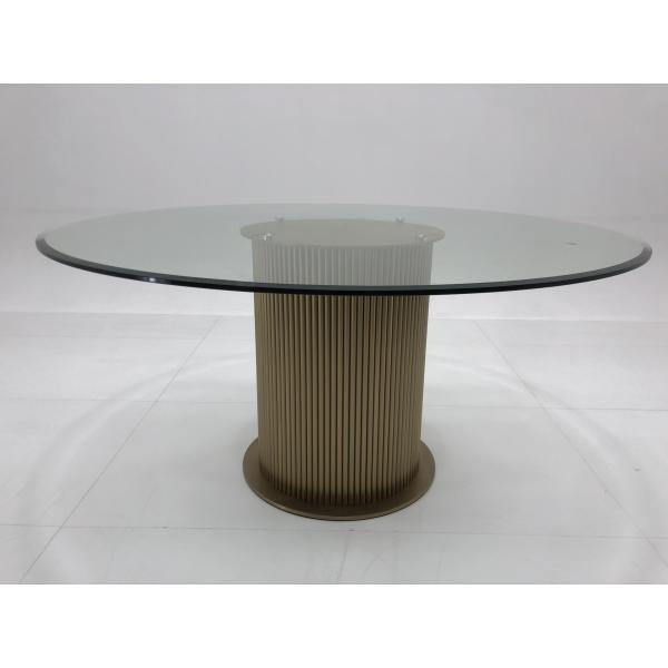 China Foshan Dining Room Furniture Table Set 6 Seater Luxury Modern Glass Stainless Steel High End Dining Table