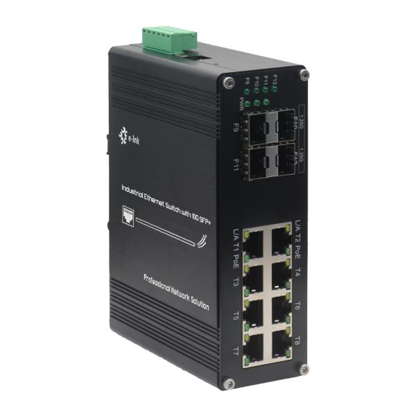 #Industrial L2+ 8 ports 10/100/1000T 802.3at #PoE + 4 ports 1G SFP + 2 ports 10G SFP+ géré #Ethernet #Switch
