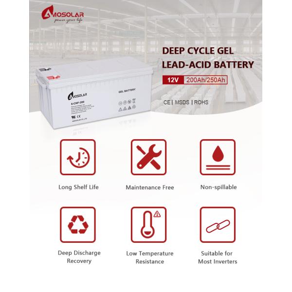 Amosolar GEL Свинцово-кислотный аккумулятор 12В 200AH 50ah 100ah 120ah 150ah 250ah Заряжаемый НЕТ
