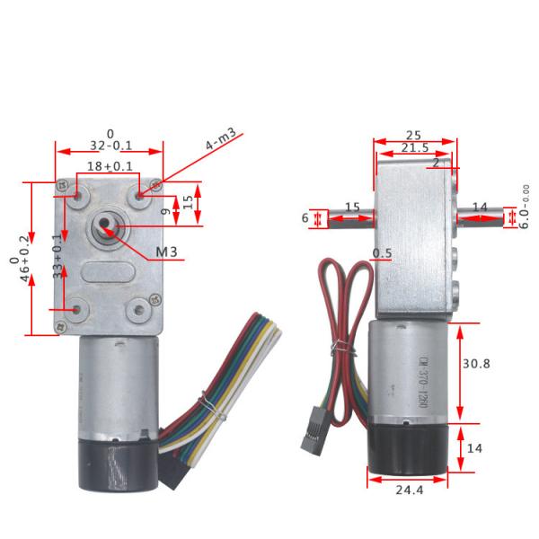 высокие моторы 6V 12V шестерни червя DC вращающего момента 90rpm с двойным кодировщиком вала